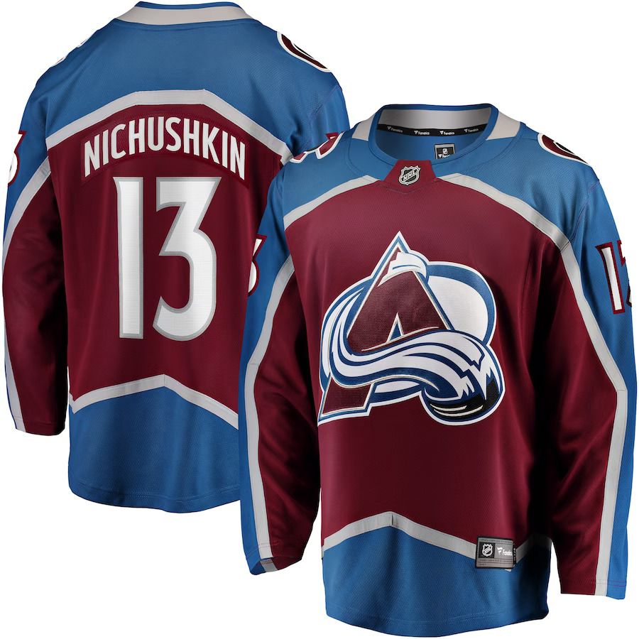 Men Colorado Avalanche 13 Valeri Nichushkin Fanatics Branded Burgundy Breakaway Player NHL Jersey